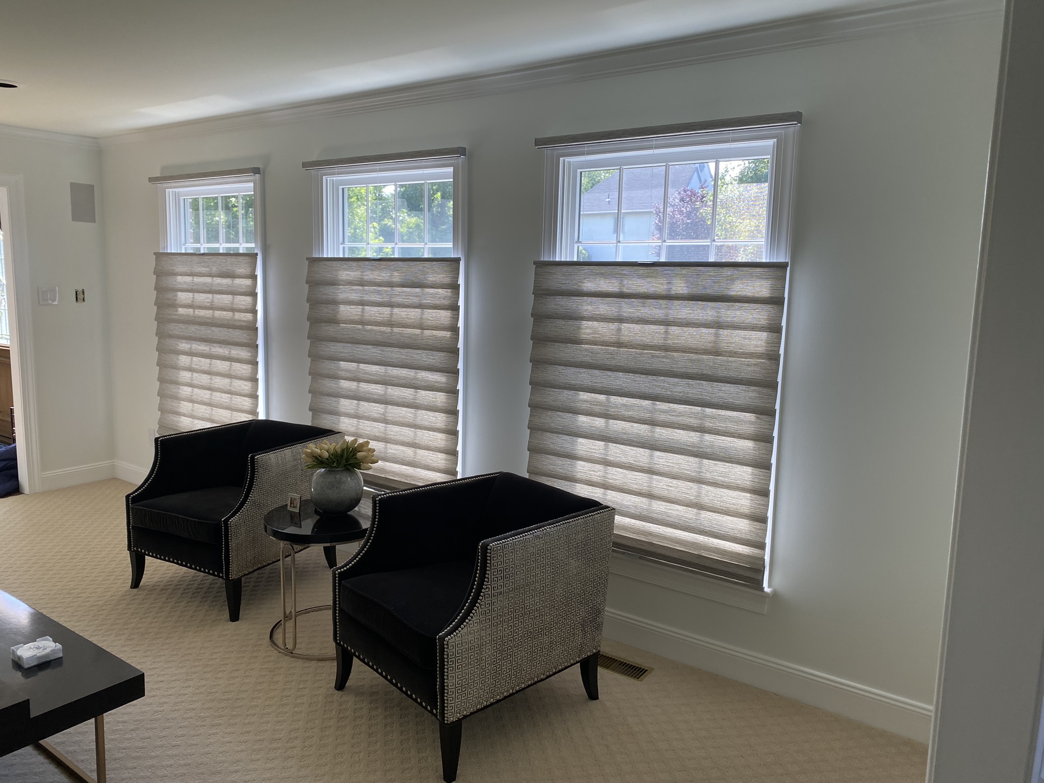 Custom roman shades living room